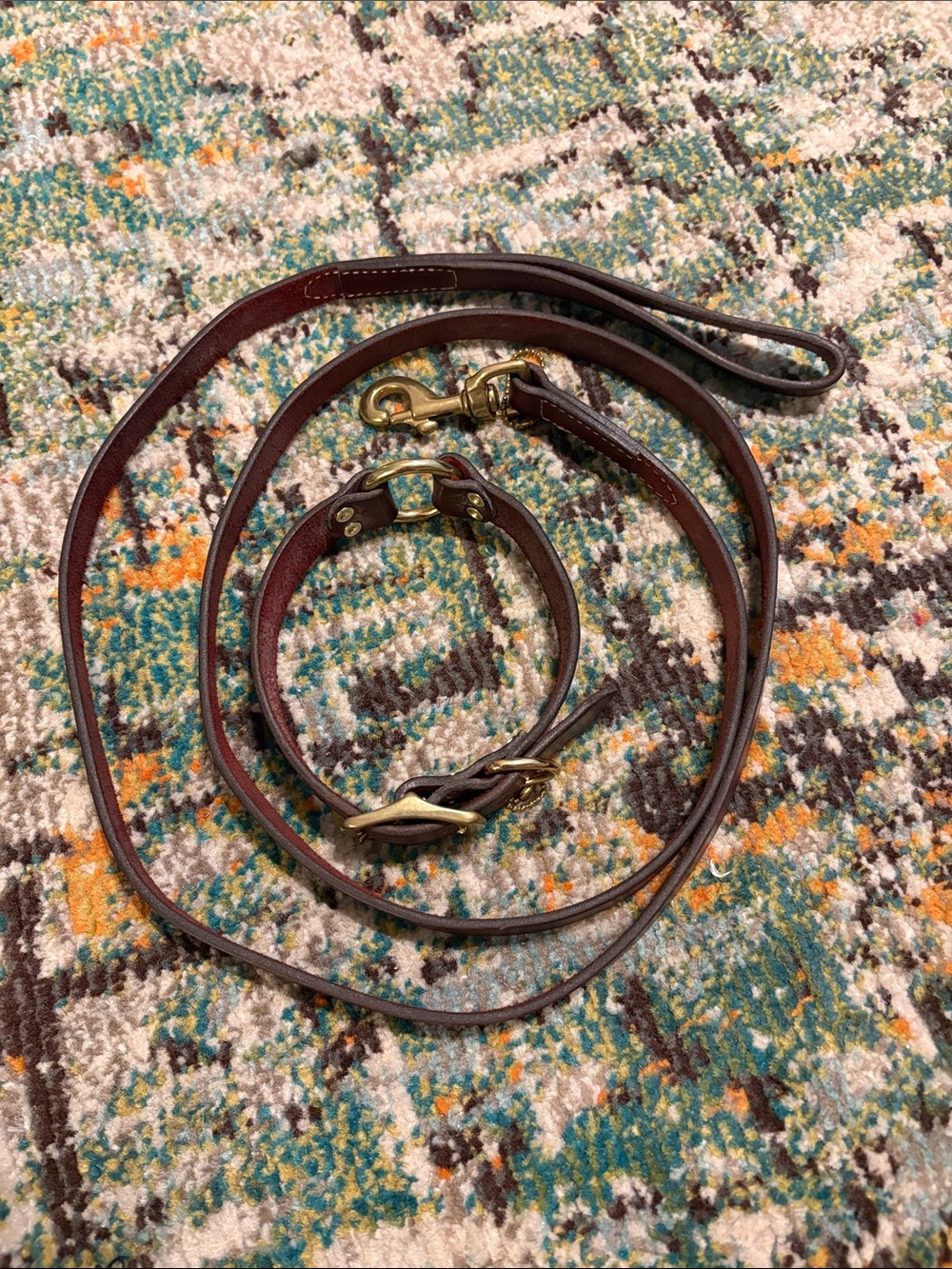NWOT Remington Rich Brown Genuine Leather  Dog Collar And Leash